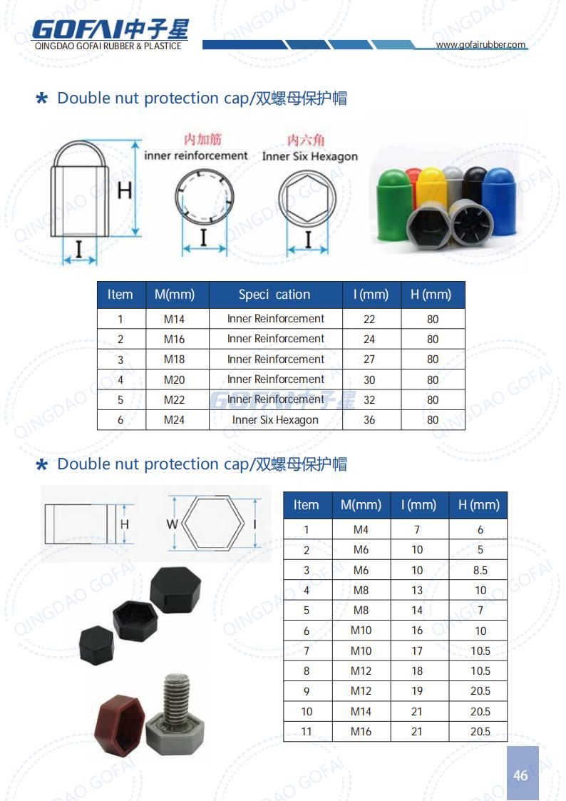 Hexagon M14 - M70 Black Nylon Domed Double Nut Protection Cap